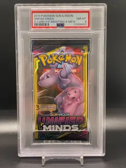 Pokemon Sun & Moon Unified Minds Mewtwo and Mew Dollar Tree 3 Card Pack PSA 8 - Image 1