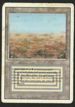 ***Scrubland (Heavy Damage and Indents)*** MTG Revised Magic Kid Icarus - Image 1