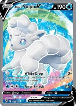 Alolan Vulpix V (Full Art, #173/195) - Holofoil SWSH - Silver Tempest NM Pokemon - Image 1