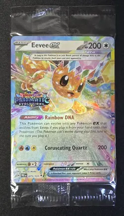 Pokemon TCG: Eevee ex Prismatic Evolutions Stamped 075/131 Sealed Promo - Image 1