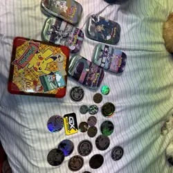 Pokemon Coin Lot Metal, Jumbo & Small. Pikachu, Charizard Empty Tin Lot - Image 1