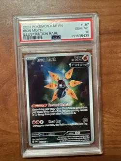 2023 POKEMON PARADOX RIFT #187/182 IRON MOTH ILLUSTRATION RARE PSA 10 - Image 1