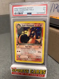 2000 Pokemon 1st First Edition Team Rocket Dark Charizard Holo PSA 5 - Image 1