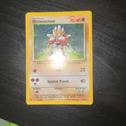 Pokemon TCG Hitmonchan 7/102 Unlimited Holo Rare Base Set Damaged / Heavy Play - Image 1