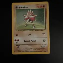 Pokemon TCG Hitmonchan 7/102 Unlimited Holo Rare Base Set Damaged / Heavy Play - Image 3