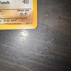 Pokemon TCG Hitmonchan 7/102 Unlimited Holo Rare Base Set Damaged / Heavy Play - Image 4