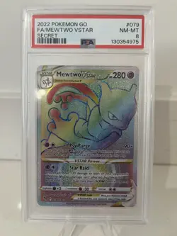 2022 POKEMON GO SECRET #079 FULL ART/MEWTWO VSTAR PSA 8 - Image 1