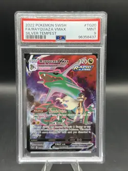 2022 POKEMON SWORD & SHIELD SILVER TEMPEST #TG20 FULL ART/RAYQUAZA VMAX PSA 9 - Image 1