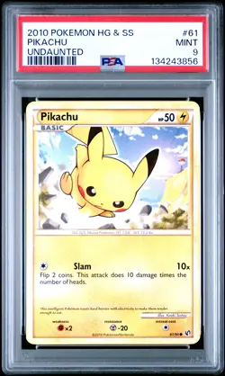 2010 Pokemon Heartgold & Soulsilver Undaunted #61 Pikachu Undaunted PSA 9 - Image 1