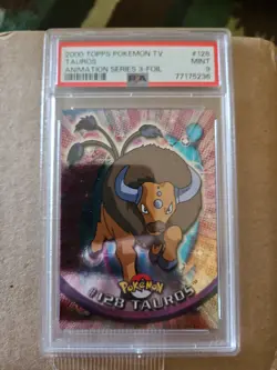 Pokemon Tauros #128 Foil Topps TV Animation Series 3 - Blue Logo - PSA 9 - POP 5 - Image 1