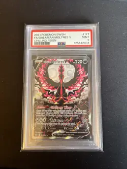 Galarian Moltres V Full Art PSA 9 MINT 2021 Pokemon SWSH Chilling Reign #177/198 - Image 1