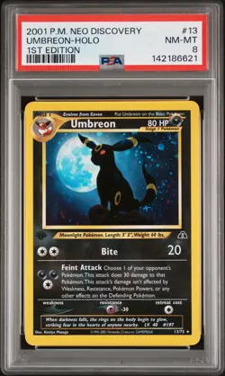 2001 POKEMON NEO DISCOVERY 1ST ED #13 UMBREON-HOLO PSA 8 - Image 1