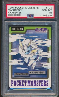 Pokemon Vaporeon 1997 Japanese Bandai Carddass PSA 10 Gem Mint - Image 1