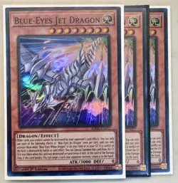 Yugioh! 3x Blue-Eyes Jet Dragon RA02-EN017 Super Rare 1st Ed NM - Image 1