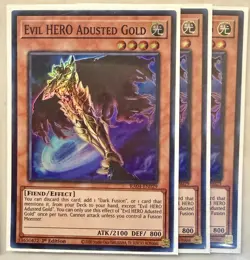 Yugioh! 3x Evil HERO Adusted Gold RA04-EN029 Super Rare 1st Ed NM - Image 1