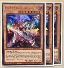 3x Evil Twins Ki-Sikil & Lil-La 1st Edition Ultra Rare RA04-EN037 Yu-Gi-Oh! - Image 1