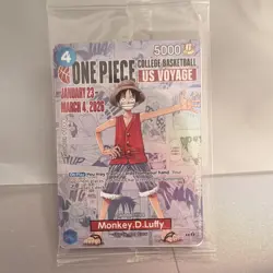 Bandai Monkey.D.Luffy One Piece CCG US Voyage Promo Card College Basketball - Image 1