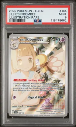 2025 Pokemon Journey Together Lillie's Ribombee #164/159 PSA 9 - Image 1