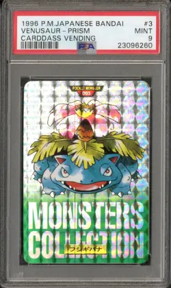 1996 Pokemon Bandai Carddass Venusaur Rookie PRISM HOLO PSA 9 MINT Vending #3 - Image 1