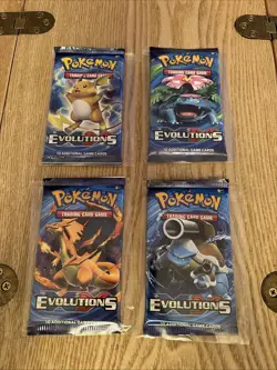 Pokemon XY Evolutions 4 Packs Brand New. 4 Individual Pack Artworks! - Image 1