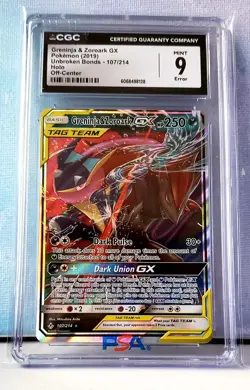 Pokemon 2019 Greninja & Zoroark GX Unbroken Bonds #107/214 CGC 9 - Image 1