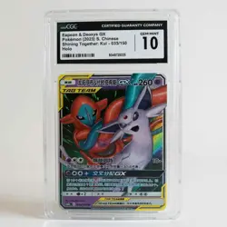 CGC 10 GEM MINT Chinese Espeon & Deoxys GX 035/150 Tag Team Holo Pokemon 2023 - Image 1