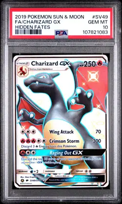 2019 POKEMON SUN & MOON HIDDEN FATES #SV49 FULL ART/CHARIZARD GX PSA 10 - Image 1