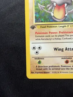 Pokemon - 1st Edition Aerodactyl 1/62 Holo Prerelease - Fossil MP - Image 4