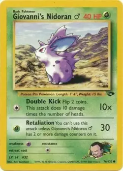 Giovanni's Nidoran 76/132 Gym Challenge Unlimited Vintage 2000 Pokemon Card - Image 1