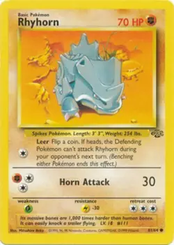 Rhyhorn 61/64 Jungle Set Vintage 1999 Pokemon Card - LP - Image 1