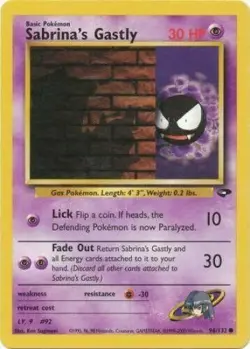 Sabrina's Gastly 96/132 Gym Challenge Unlimited Vintage 2000 Pokemon Card - Image 1