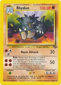 Rhydon 45/64 Jungle Set Unlimited 1999 Pokemon Card - LP - Image 1