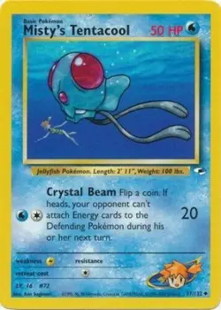 Misty's Tentacool 57/132 Gym Heroes Unlimited Vintage 2000 Pokemon Card - Image 1