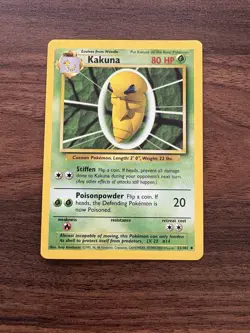 Kakuna 33/102 Pokemon Base Set Pokemon Card LP - Image 1
