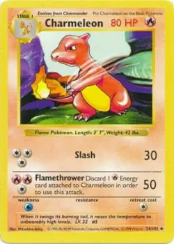 Charmeleon 24/102 SHADOWLESS Base Set 1999 Pokemon Card - Image 1