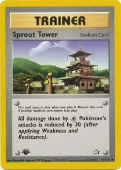 Sprout Tower 97/111 1st Edition Neo Genesis Trainer Pokemon Card - Image 1
