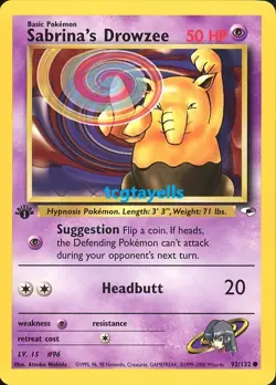 Sabrina's Drowzee 92/132 1st Edition Gym Heroes Pokemon Card - Image 1