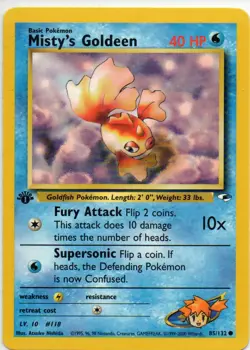 Misty's Goldeen 85/132 1st Edition Gym Heroes Pokemon Card - Image 1