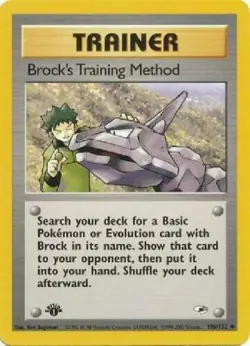 Brock's Training Method 106/132 1st Edition Gym Heroes Trainer Pokemon Card - Image 1