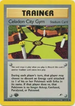 Celadon City Gym 107/132 1st Edition Gym Heroes Trainer Pokemon Card - Image 1