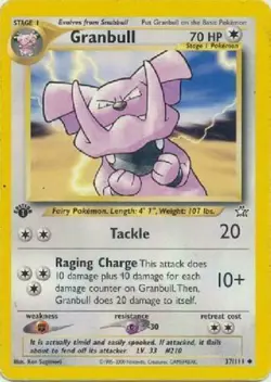 Granbull 37/111 1st Edition Neo Genesis Pokemon Card - Image 1