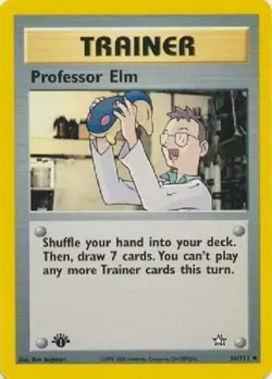 Professor Elm 96/111 1st Edition Neo Genesis Trainer Pokemon Card - Image 1