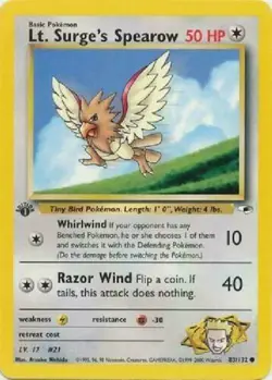 Lt. Surge's Spearow 83/132 1st Edition Gym Heroes Pokemon Card - Image 1