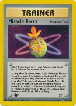 Miracle Berry 94/111 1st Edition Neo Genesis Trainer Pokemon Card - Image 1