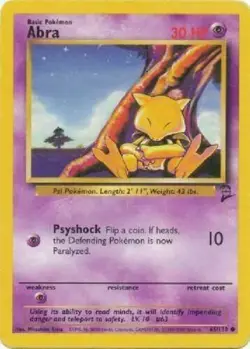 Abra 65/130 Base Set 2 WOTC Pokemon Card - Image 1