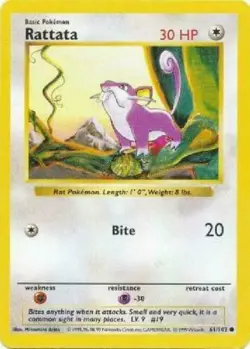 Rattata 61/102 SHADOWLESS Base Set 1999 Pokemon Card - Image 1