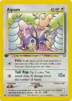 Aipom 26/111 1st Edition Neo Genesis Pokemon Card - Image 1