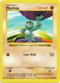 Machop 52/102 SHADOWLESS Base Set 1999 Pokemon Card - Image 1