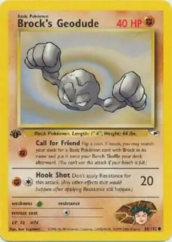 Brock's Geodude 66/132 1st Edition Gym Heroes Pokemon Card - Image 1