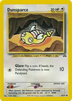 Dunsparce 54/75 Neo Discovery Pokemon Card - Image 1